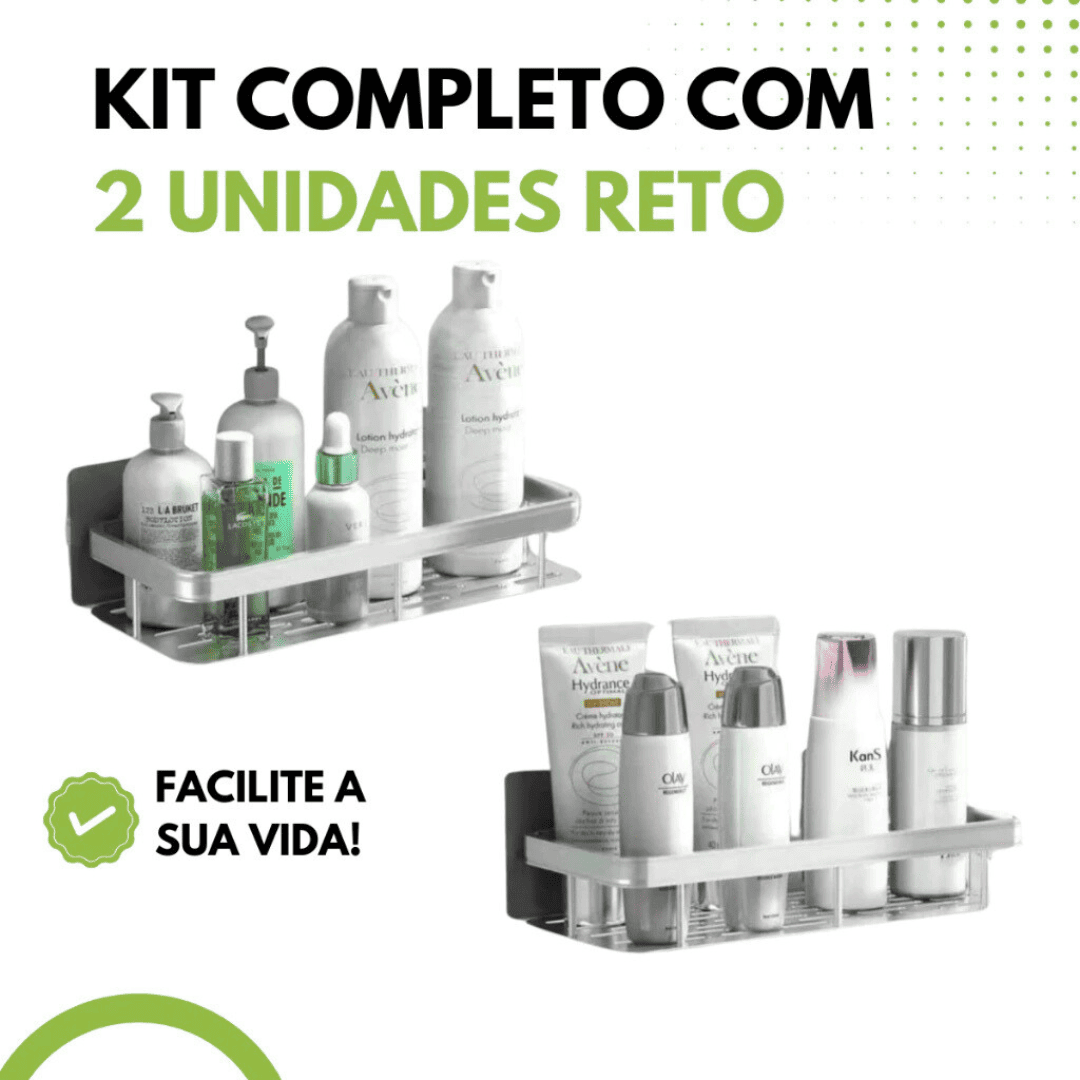 Kit Com 2 Prateleira Retangular Alumínio Sem Furo