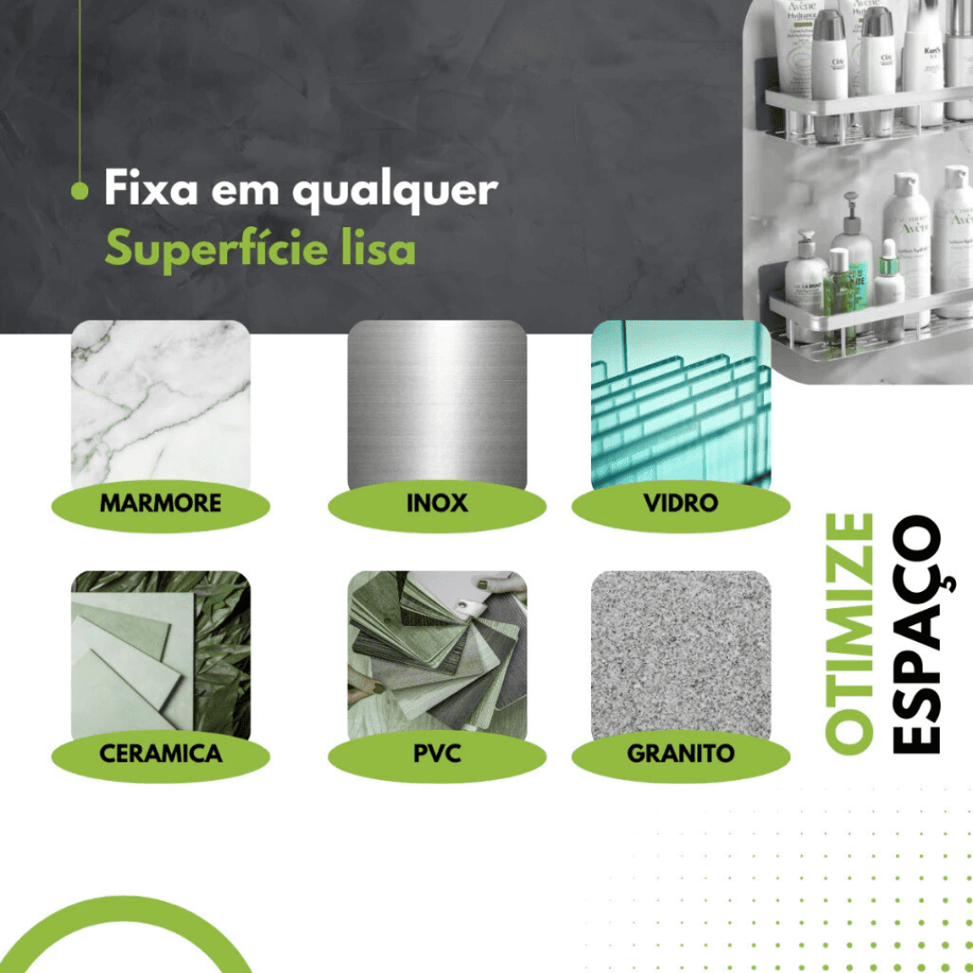 Kit Com 2 Prateleira Retangular Alumínio Sem Furo