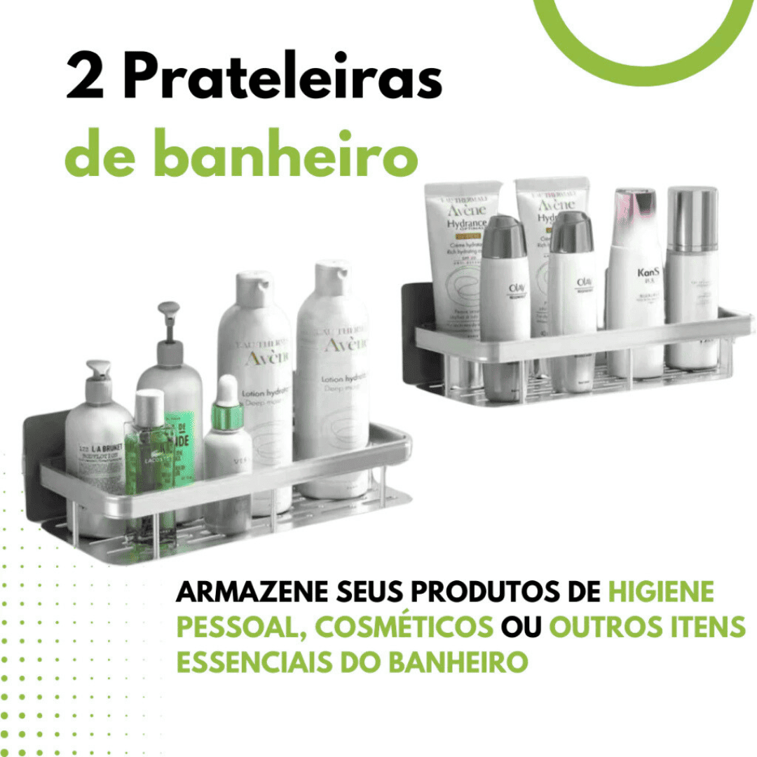 Kit Com 2 Prateleira Retangular Alumínio Sem Furo