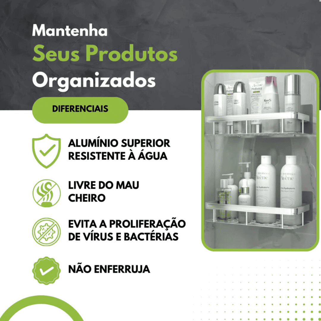 Kit Com 2 Prateleira Retangular Alumínio Sem Furo