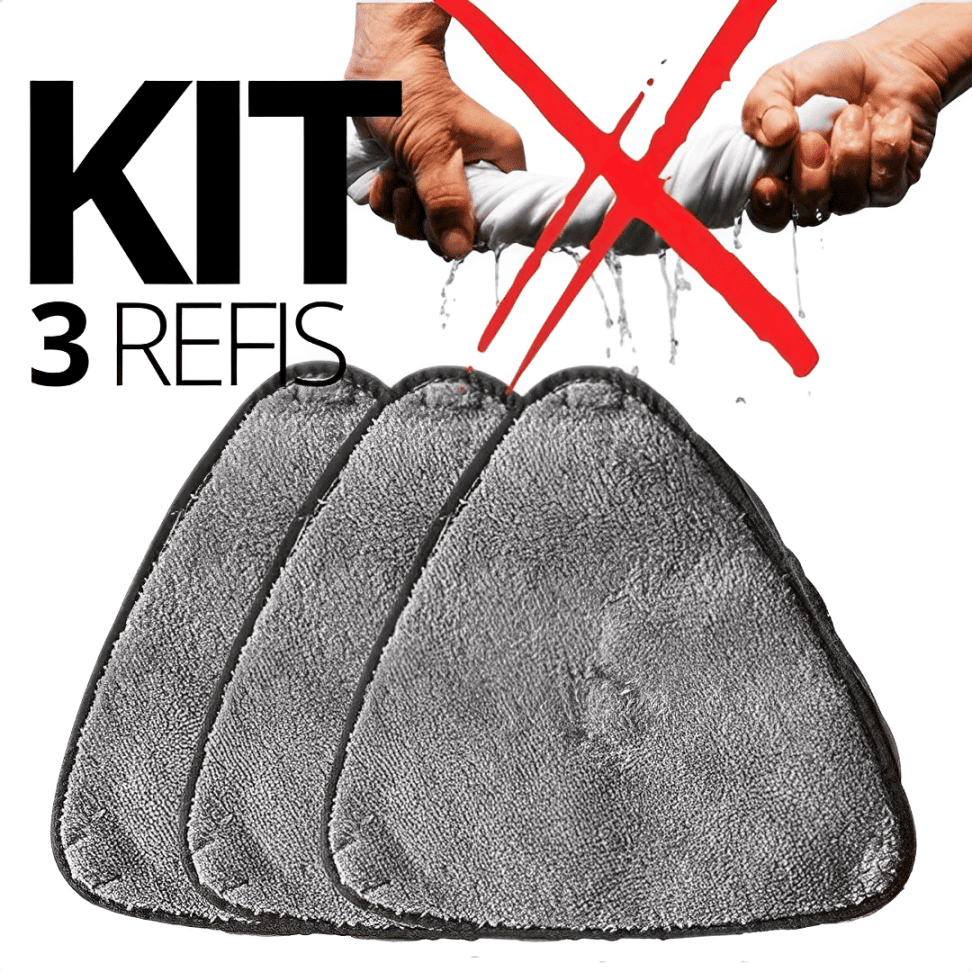 Kit 3 Panos de Microfibra Mop Triangular 360º