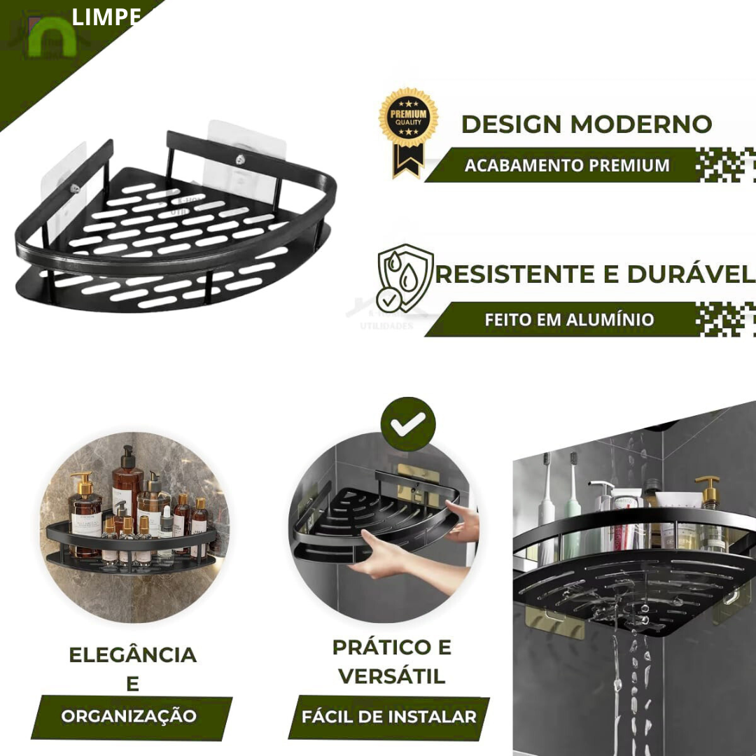 kit 2 Cantoneiras Porta Shampoo Sem Furo Em Alumínio