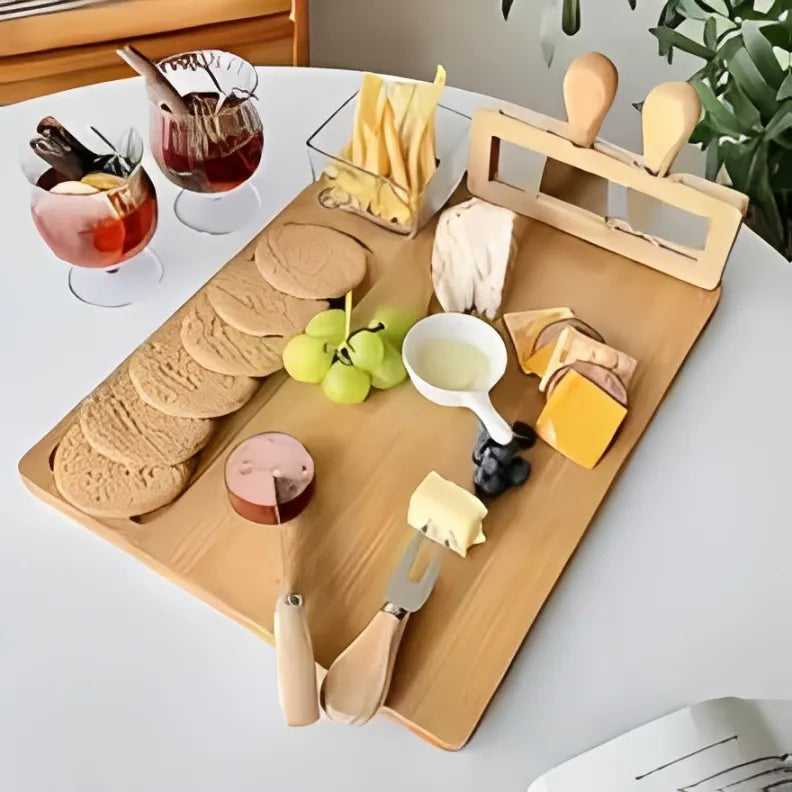 Tabua Queijos e Frios + Kit Espátulas 04 Peças