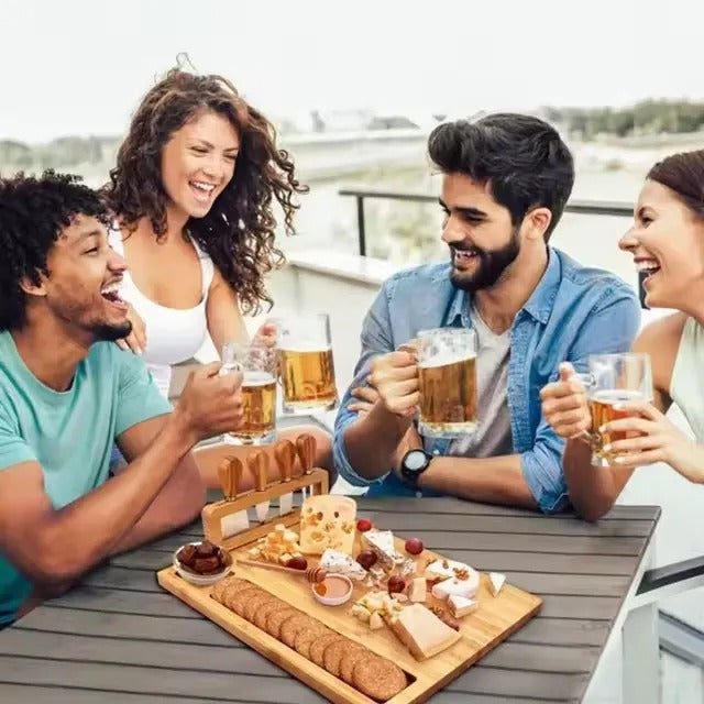 Tabua Queijos e Frios + Kit Espátulas 04 Peças