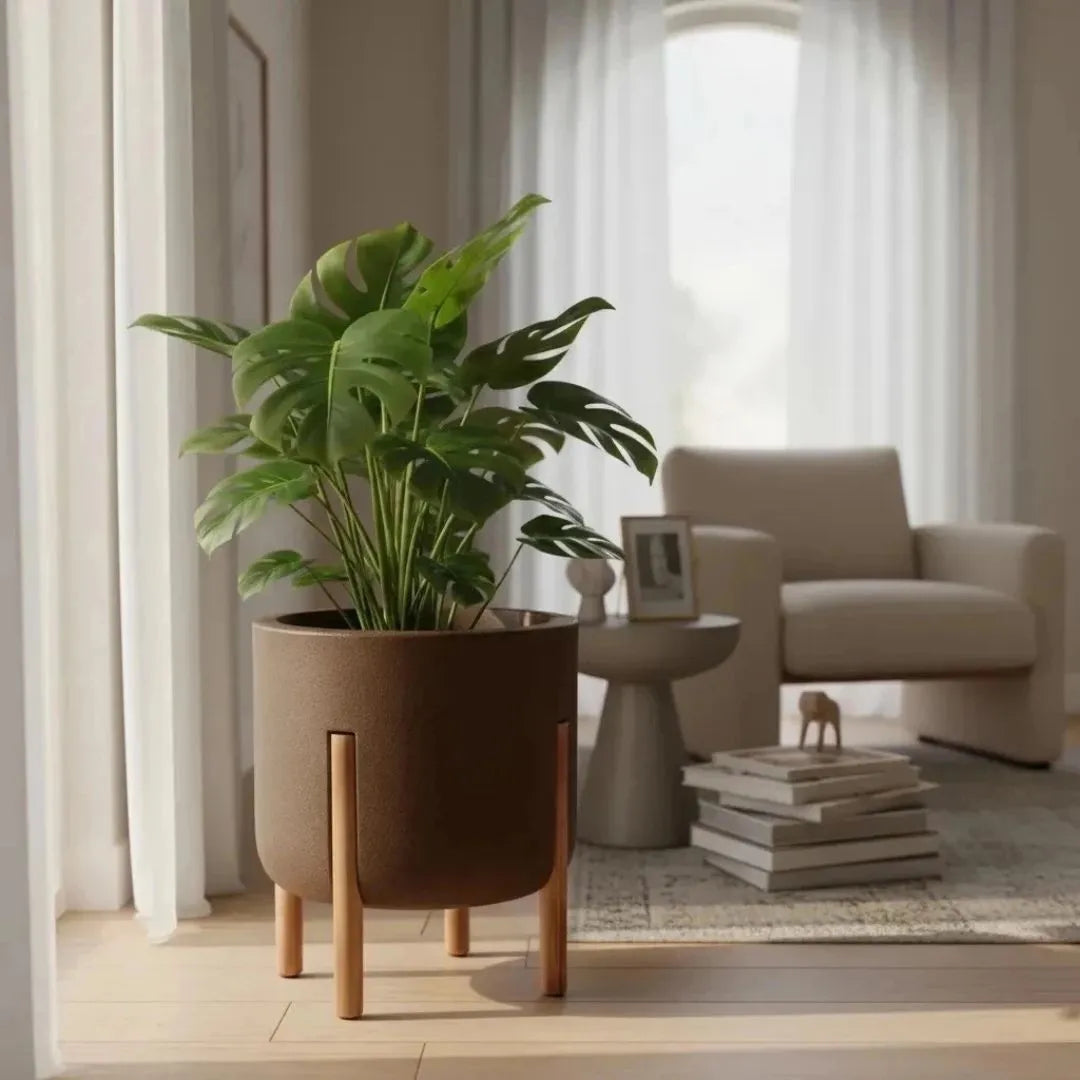 Vaso De Luxo Polietileno Com Pés De Madeira