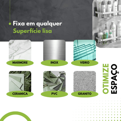 Kit Com 2 Prateleira Retangular Alumínio Sem Furo