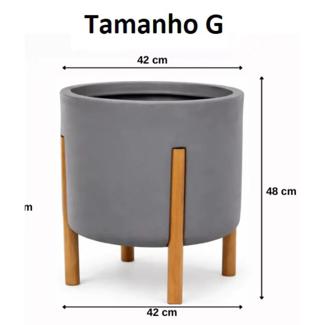 Vaso De Luxo Polietileno Com Pés De Madeira