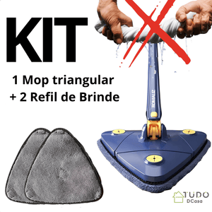 Mop Triangular Premium 360º + 2 Refil de Brinde SOMENTE HOJE