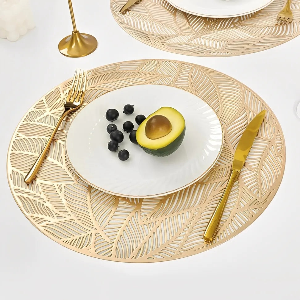 Kit C/6 Jogo Americano Dourado De PVC - Linha Glamour