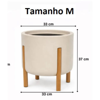 Vaso De Luxo Polietileno Com Pés De Madeira