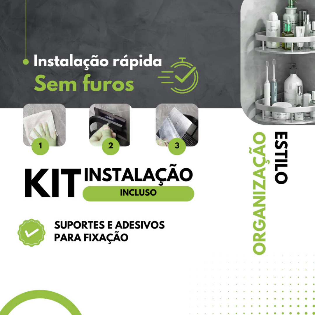 kit 2 Cantoneiras Porta Shampoo Sem Furo Em Alumínio