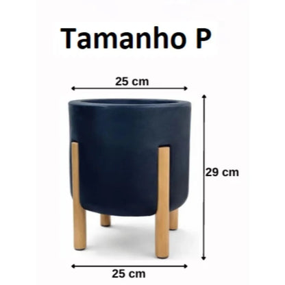 Vaso De Luxo Polietileno Com Pés De Madeira