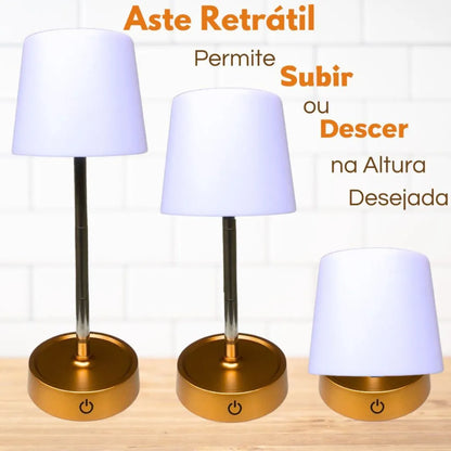 kit 2 Abajur  LED Recarregável Retrátil - Lúmine