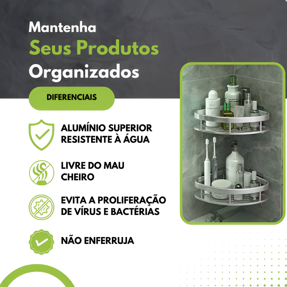 kit 2 Cantoneiras Porta Shampoo Sem Furo Em Alumínio