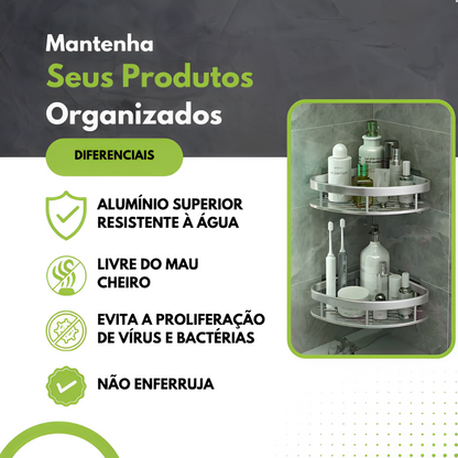 kit 2 Cantoneiras Porta Shampoo Sem Furo Em Alumínio