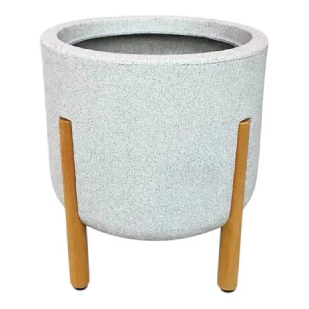 Vaso De Luxo Polietileno Com Pés De Madeira