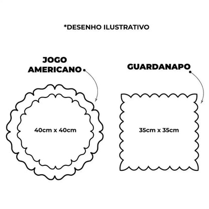 Kit Jogo Americano Bordado + Guardanapo