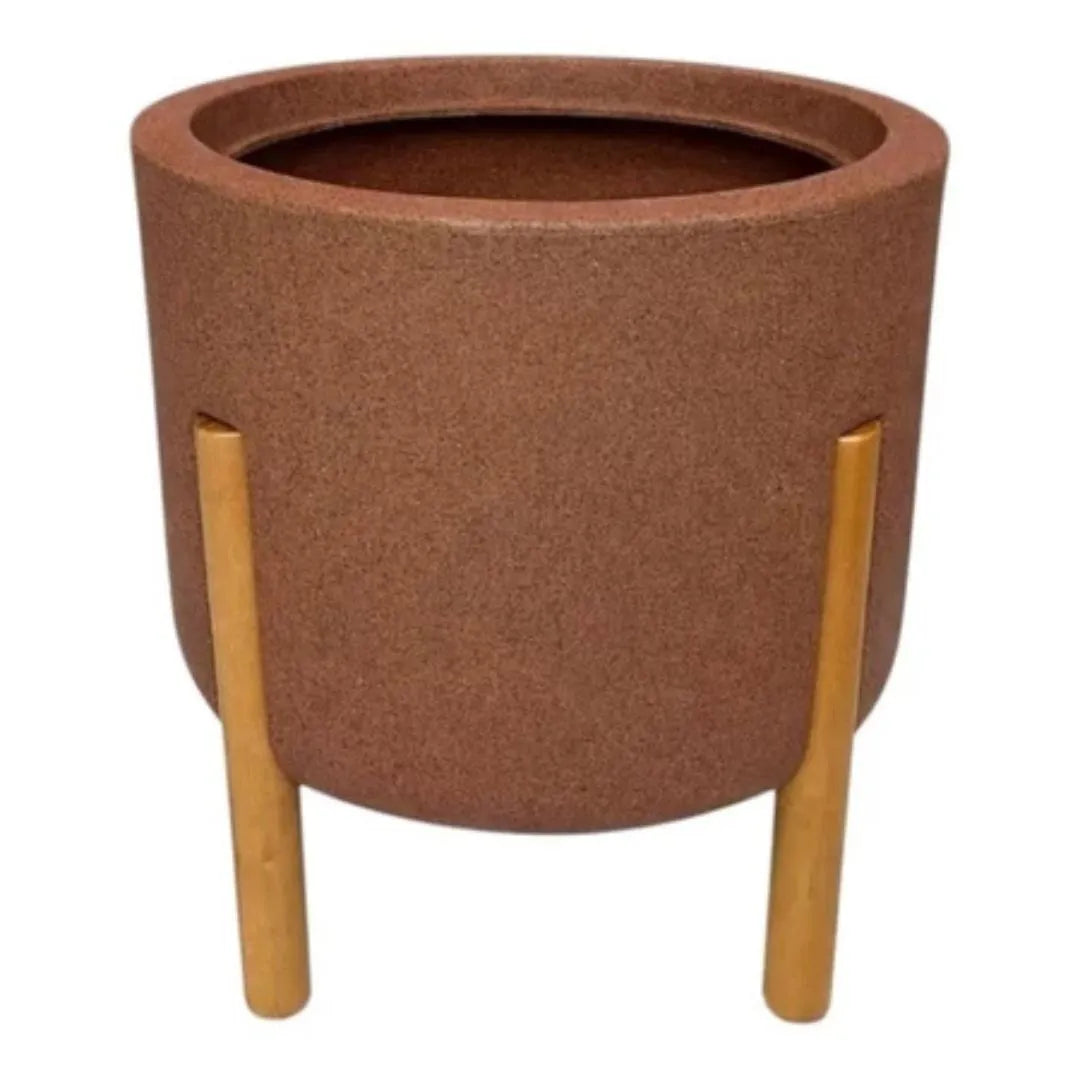 Vaso De Luxo Polietileno Com Pés De Madeira
