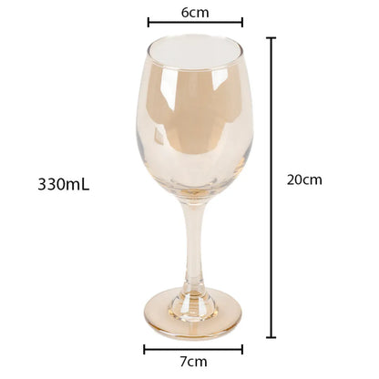Jogo 6 Taças de Vidro Dourado Espelhado 330 ml - Coleção Noite Feliz