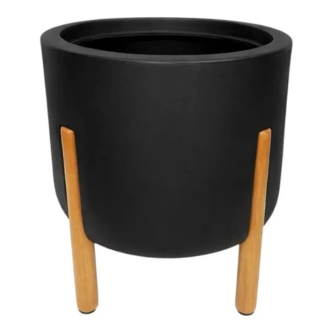 Vaso De Luxo Polietileno Com Pés De Madeira