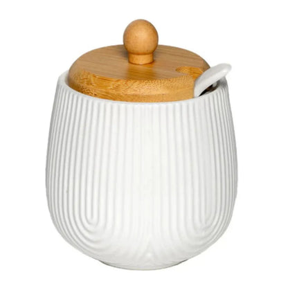 Açucareiro em Porcelana c/ Tampa Bambu