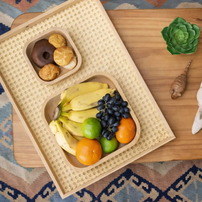 Bandeja Decorativa Bambu e Palha