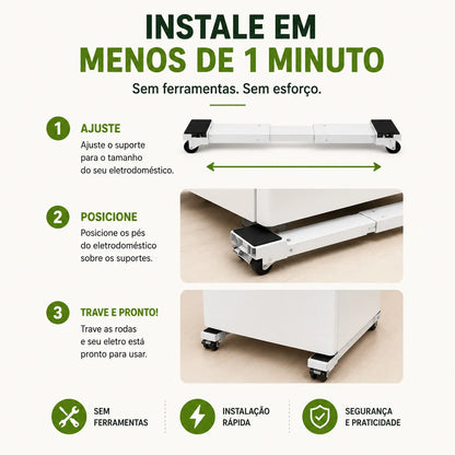 Move Fácil® – Suporte com Rodinhas Ajustável para Móveis e Eletrodomésticos