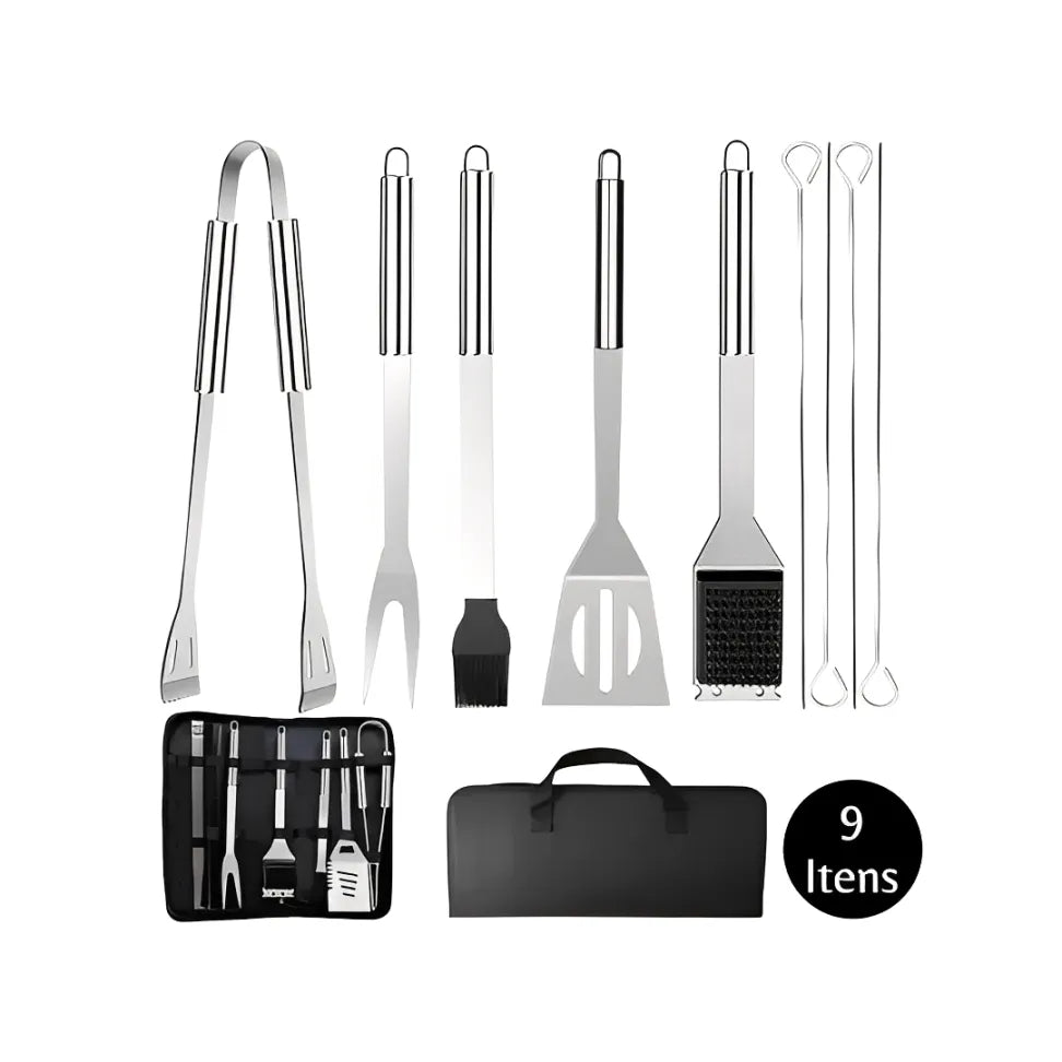 Kit Churrasco Com 9 Peças + Estojo - Rei da Brasa