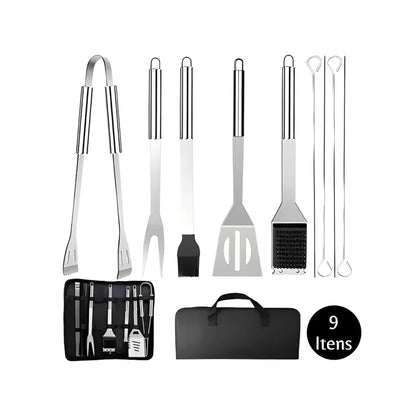 Kit Churrasco Com 9 Peças + Estojo - Rei da Brasa