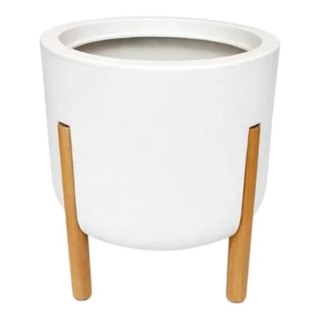 Vaso De Luxo Polietileno Com Pés De Madeira