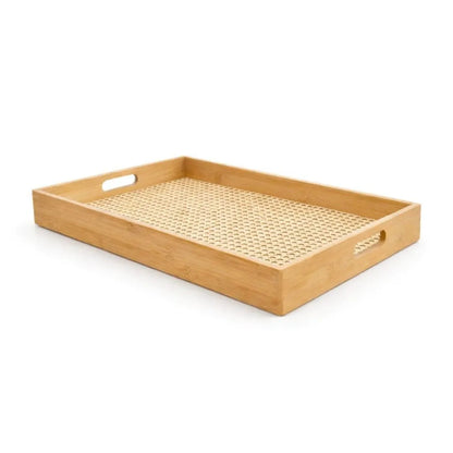 Bandeja Decorativa Bambu e Palha