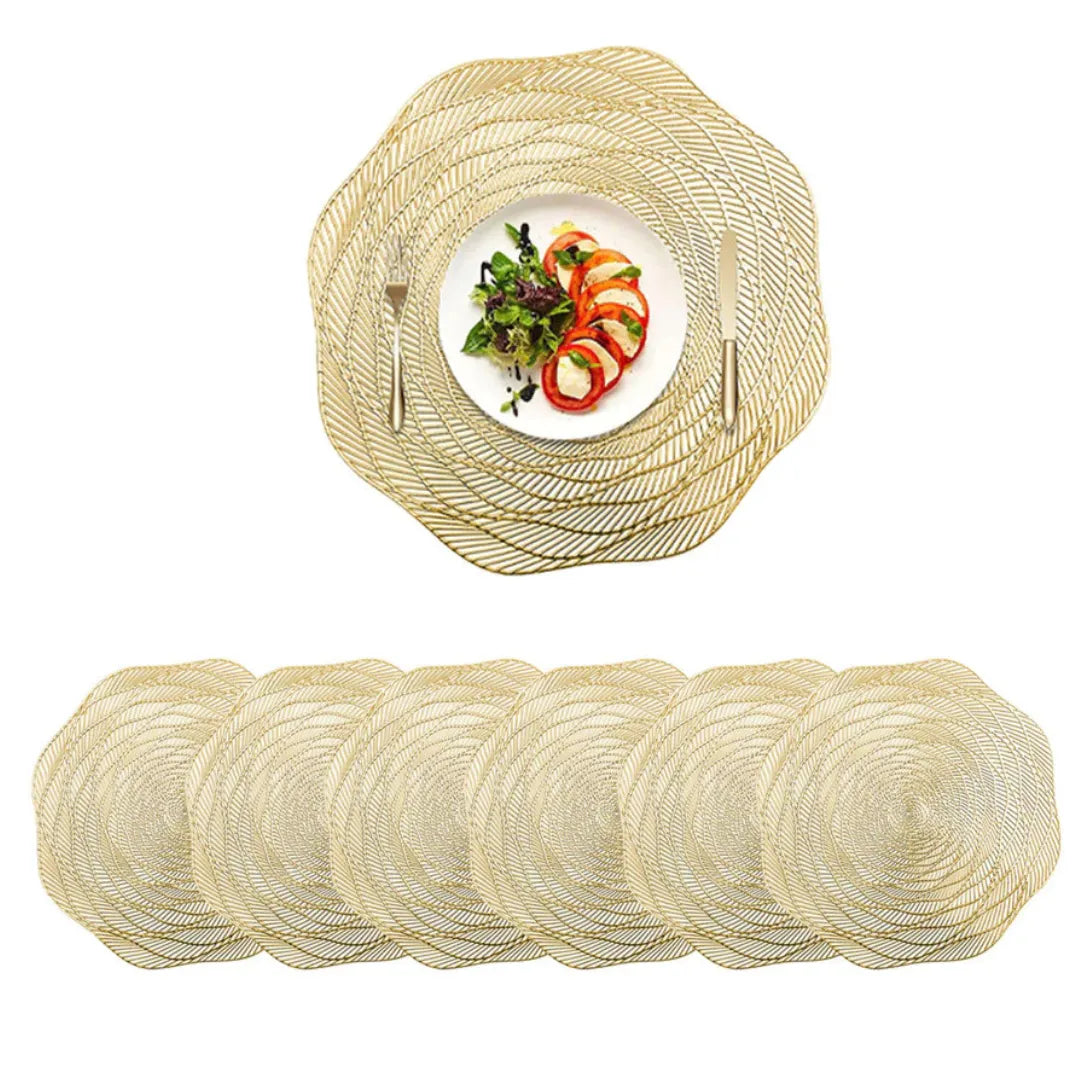 Kit C/6 Jogo Americano Dourado De PVC - Linha Glamour