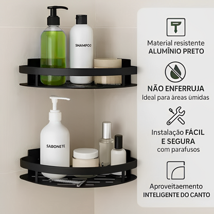 kit 2 Cantoneiras Porta Shampoo Sem Furo Em Alumínio