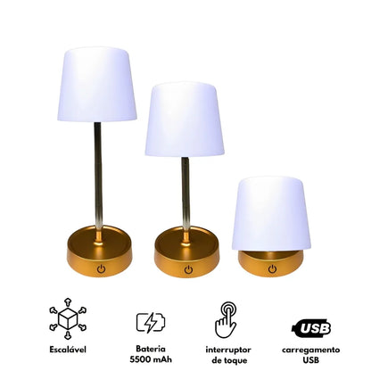 kit 2 Abajur  LED Recarregável Retrátil - Lúmine