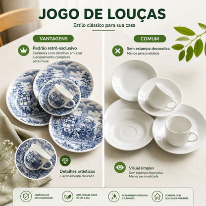 Aparelho De Jantar E Chá 20 Peças - Toile De Jouy