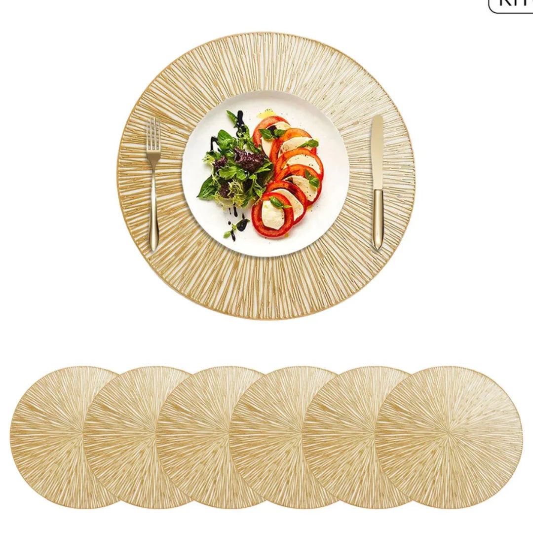 Kit C/6 Jogo Americano Dourado De PVC - Linha Glamour