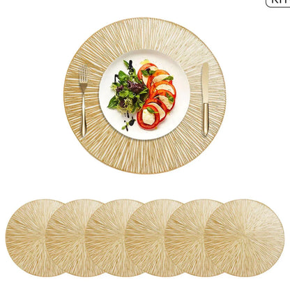 Kit C/6 Jogo Americano Dourado De PVC - Linha Glamour