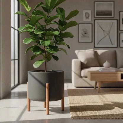 Vaso De Luxo Polietileno Com Pés De Madeira