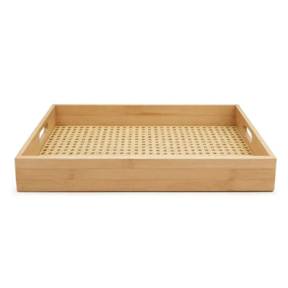 Bandeja Decorativa Bambu e Palha