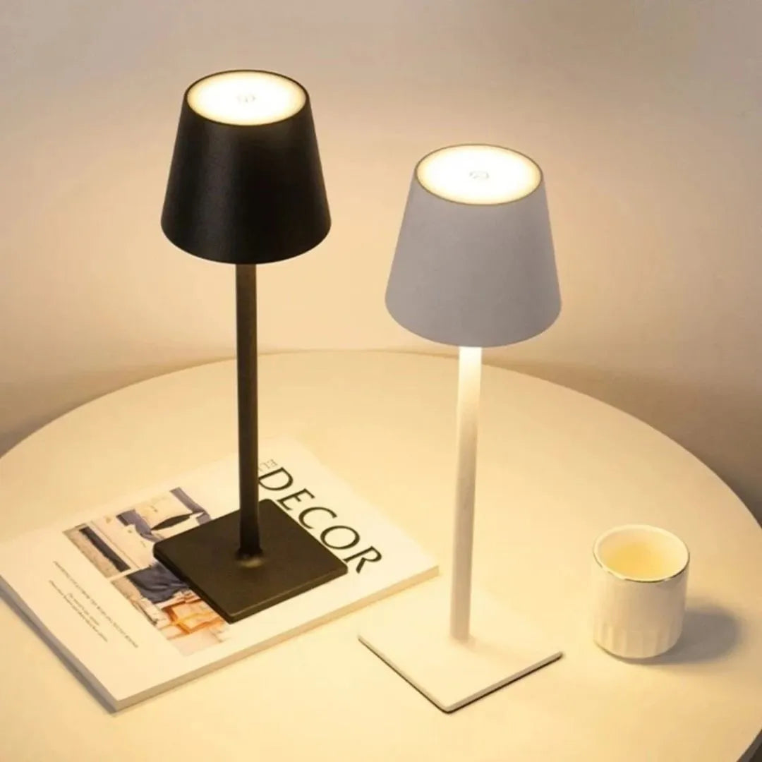 Abajur LED Moderno Recarregável Touch 3 Cores Sem Fio