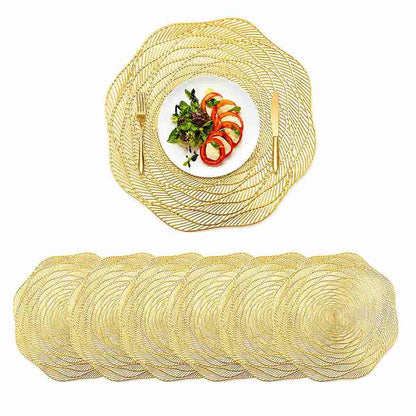 Kit C/6 Jogo Americano Dourado De PVC  Flor - Linha Glamour
