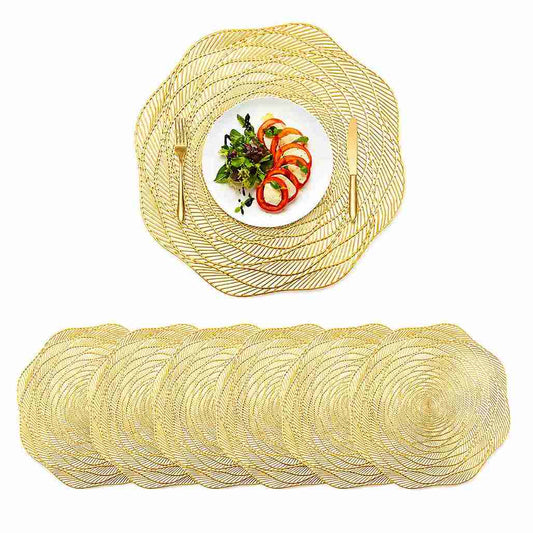 Kit C/6 Jogo Americano Dourado De PVC  Flor - Linha Glamour