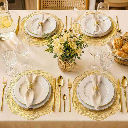 Kit C/6 Jogo Americano Dourado De PVC  Flor - Linha Glamour