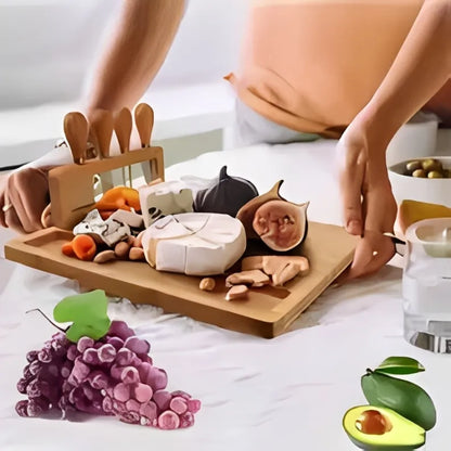 Tabua Queijos e Frios + Kit Espátulas 04 Peças