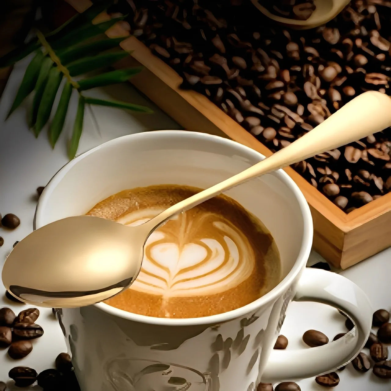 Colher de Sobremesa em Aço Inox Dourado - Coleção Noite Feliz