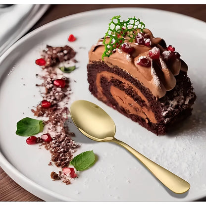 Colher de Sobremesa em Aço Inox Dourado - Coleção Noite Feliz